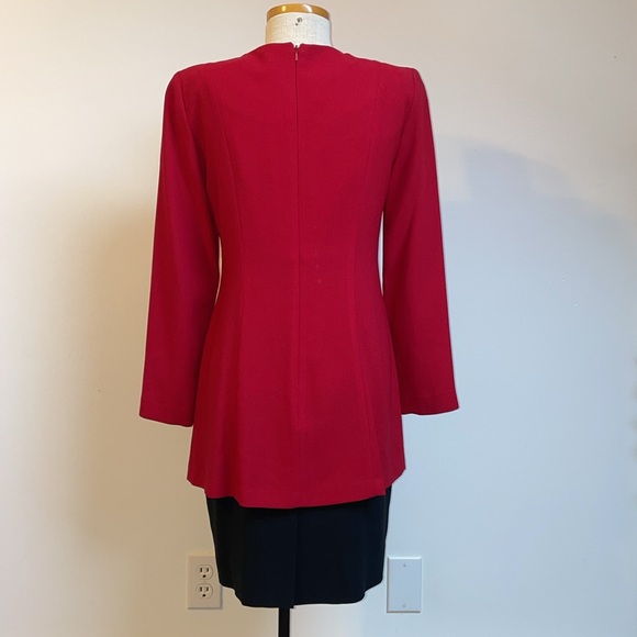 Vintage Liz Claiborne dress red black size 2 petite - Picture 7 of 8